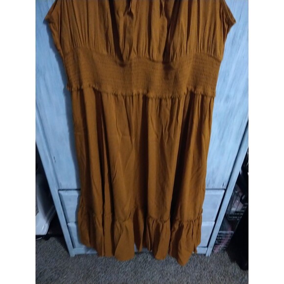 Old Navy  Ruffled Maxi Peasant Dress 3x Mustard Boho  Cottage Core - Picture 3 of 9